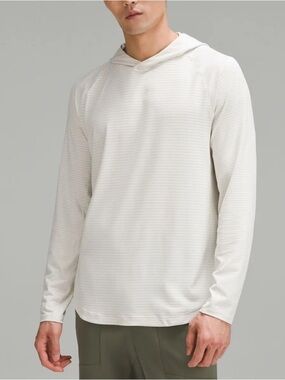 Lululemon License to Train Hoodie - Heathered Bone Mens Hooded Long Sleeve Tee